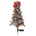 thumbnail image 1 of Pre-Lit Artificial Christmas Tree with Multicolor LED Lights and Red Bow Topper, 3 Feet Tall, Indoor/Outdoor Use, 1 of 5
