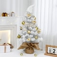 thumbnail image 1 of Pre-Lit Artificial Mini Christmas Tree,18 Inch Snow Flocked Artificial Pine Xmas Tree,Desktop Christmas Tree Burlap Base for Holiday Home Decoration(45cm,No Lights), 1 of 4