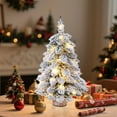 thumbnail image 1 of Pre-Lit Artificial Mini Christmas Tree,18 Inch Snow Flocked Small Tabletop Christmas Tree with LED Light,White Xmas Pine Tree for Home Desk Indoor Decor, Perfect with Burlap Base, 1 of 6