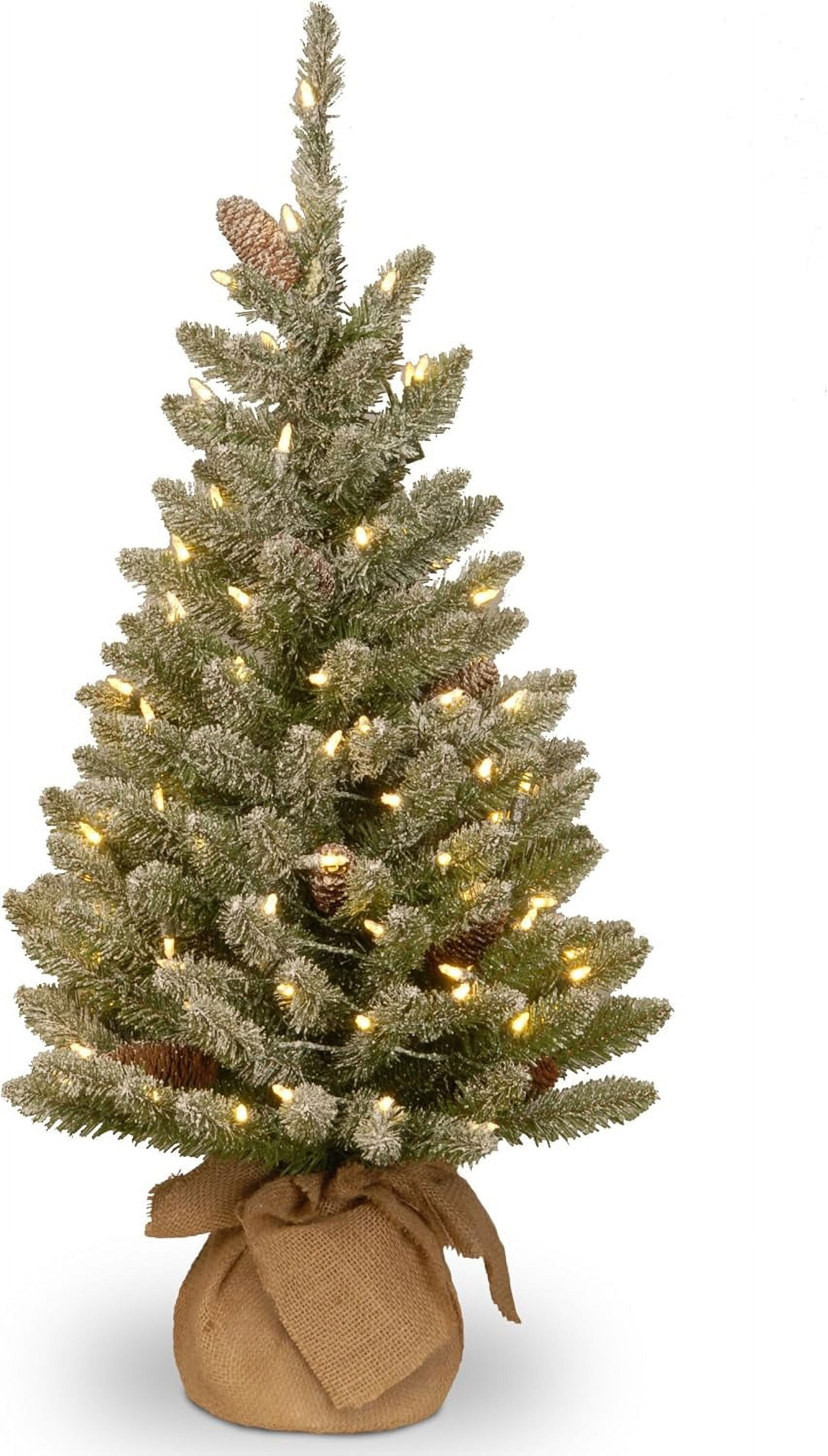 PreLit Artificial Mini Christmas Tree, Includes White LED Lights and