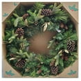 thumbnail image 1 of Pre-Lit Battery Operated 32-Inch Wreath with Dual Color LED Lights Pinecones Leaves, 1 of 3