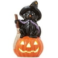 thumbnail image 1 of Pre-Lit Ceramic Halloween Black Cat on Pumpkin Hand-Painted Tabletop Decor, 1 of 7