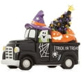 thumbnail image 1 of Pre-Lit Ceramic Halloween Truck with Pumpkin Hand-Painted Tabletop Decor, 1 of 7