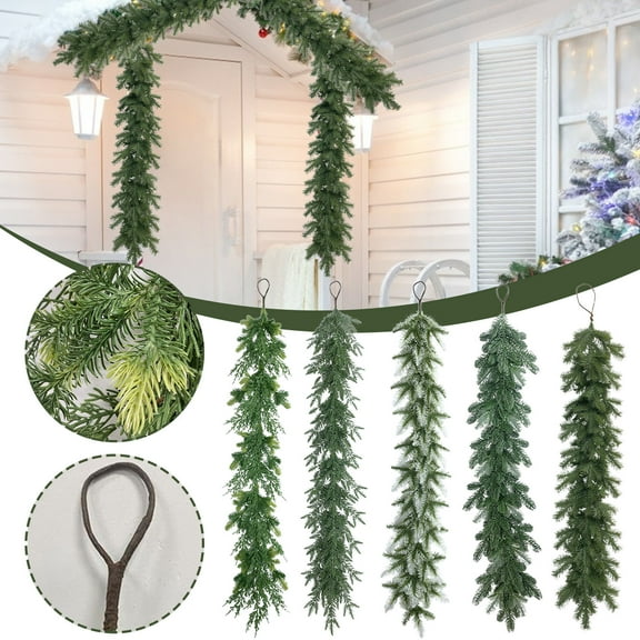 Pre-Lit Christmas Garland Artificial Five Forked Tail Decoration 47.43Inch Realistic Garland for Holiday Christmas And Winter Season Holiday Floral Garland