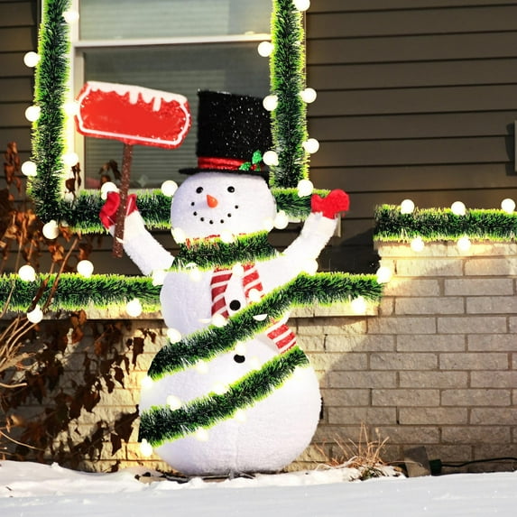 Pre-Lit Christmas Garland Christmas Decorations with White Glowing Balls Christmas Vines Decorable Walls Porch Christmas Tree Decorations Battery Operated Batteries Not Included