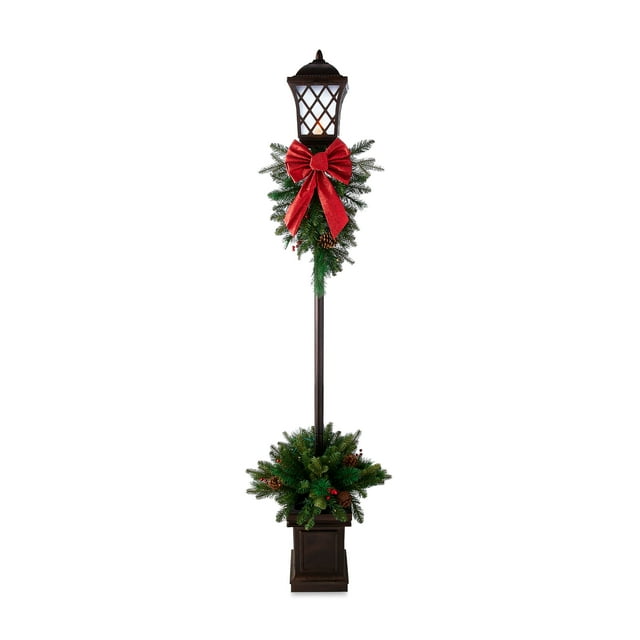 Pre-Lit Christmas Lamp Post with 25 Warm White LED Lights, 6 ft, by ...