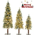 PreLit Christmas Tree Set of 3 Slim Artificial Lighted Xmas Decoration
