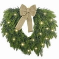 thumbnail image 1 of Pre-Lit Christmas Wreath -20 Inch Real Touch Norfolk Pine Wreath for Front Door, Lighted Christmas Wreath with Lights, Xmas Wreath for Home Table Wall Window Indoor Outdoor Christmas Decoration, 1 of 9