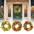 thumbnail image 1 of Pre-Lit Christmas Wreath for Front Door 12 Inches LED Lighted Artificial Christmas Wreath with Pine Cones Berries for Indoor Outdoor Decor, 1 of 7