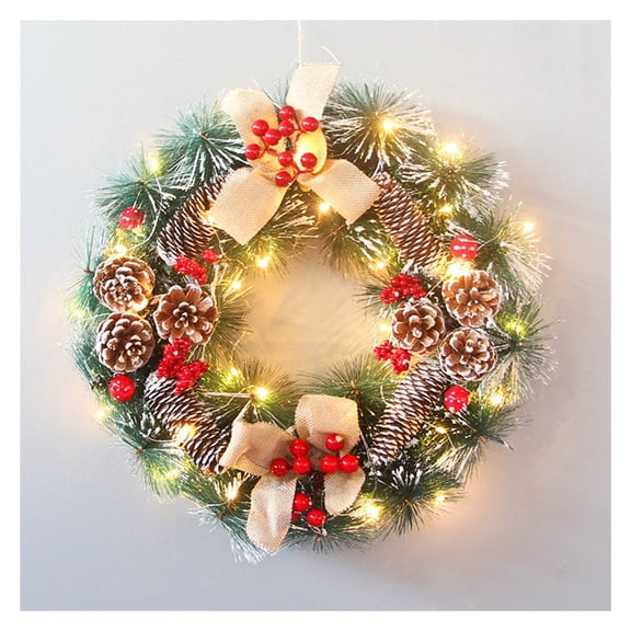 Pre-Lit Christmas Wreath for Front Door with Lights,Lighted Christmas Door Wreath Christmas Window Decorations,Front Door Christmas Wreath for Indoor