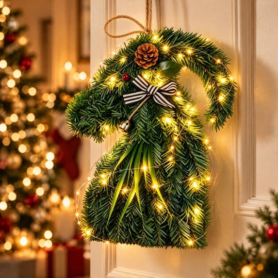 Real Lighter Pre-Lit Christmas Wreaths for Front Door,Real Touch Norfolk Wreath with ...