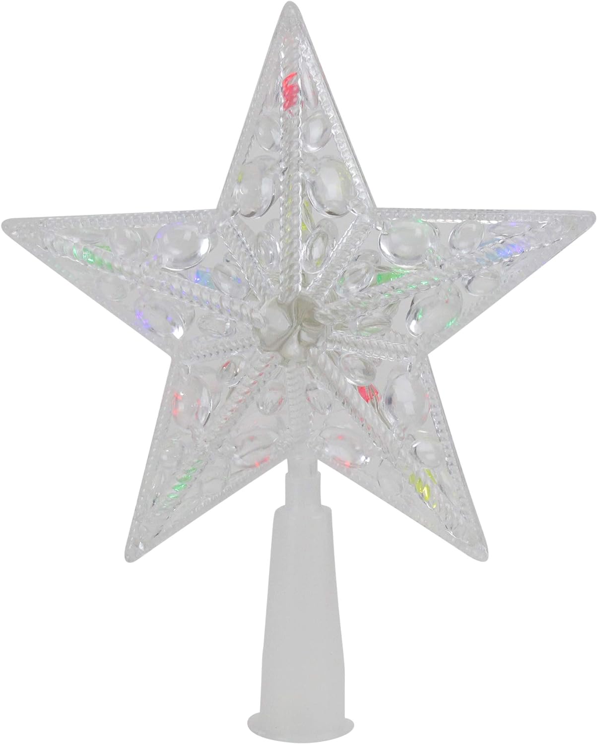 PreLit Clear Jeweled Star Battery Operated Christmas Tree Topper Multicolor Lights