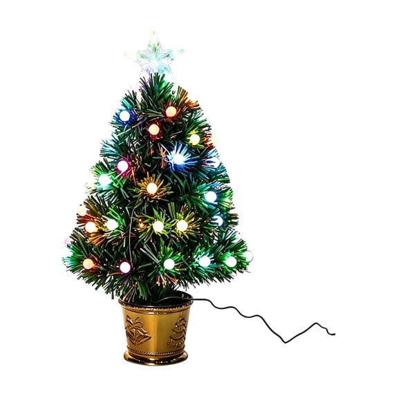 Pre-Lit Fiber Optic Tabletop Christmas Tree with Lighted Star Topper ...