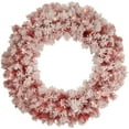 thumbnail image 1 of Pre-Lit Flocked Red Artificial Christmas Wreath 36 Inch Clear Lights, 1 of 4