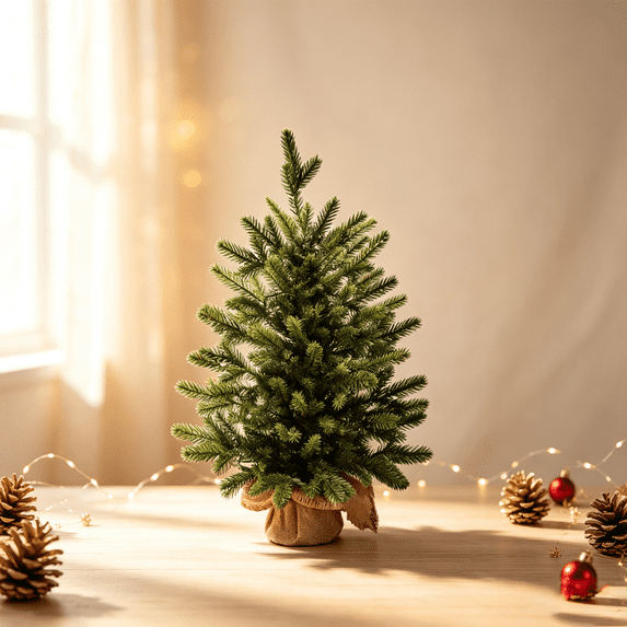Non-lighted Mini Artificial Christmas Tree, Indoor Outdoor Christmas Xmas Decorations, Tabletop Pine Tree Decor for New Year Mantel Window Home Party Decor