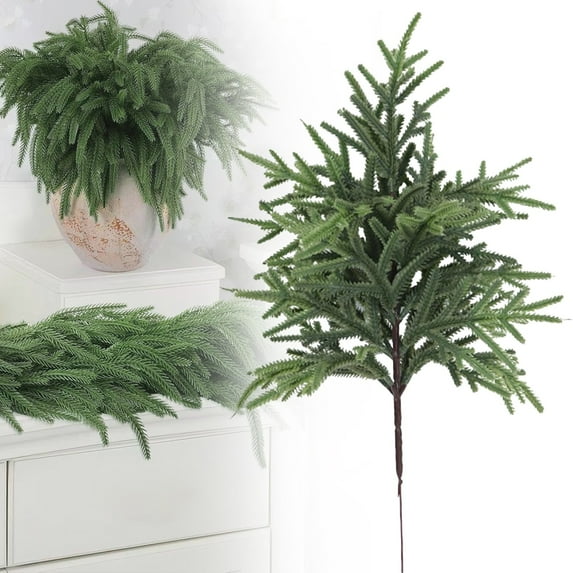 Pre-Lit Pine Stems Norfolk Pine Branches, Ongmies Christmas Decorations Indoor, Pre-Lit Branches and Stems | Artificial Greenery with Built-In Led Lights