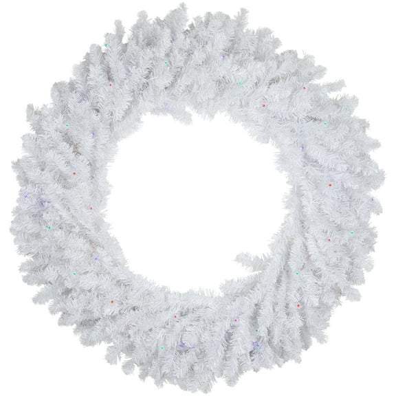 Pre-Lit White Pine Battery Operated Christmas Wreath - 36" - Multicolor LED Lights