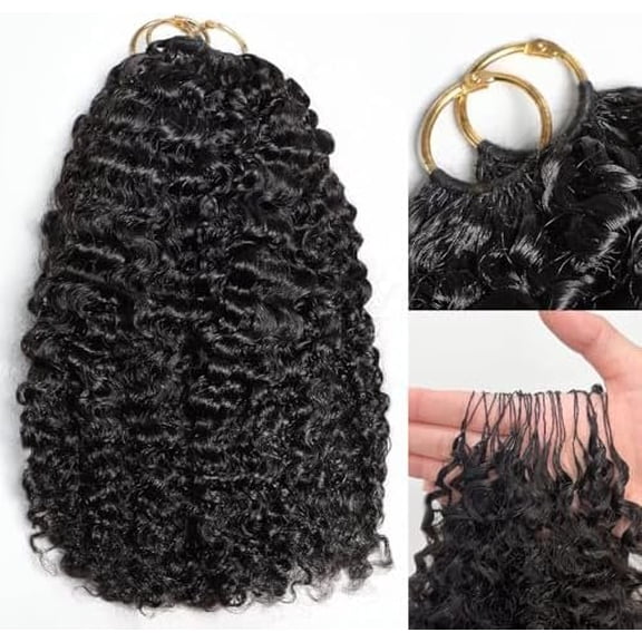 Pre Looped Crochet Human Hair Extensions 14 Inch 1 Packs 60g 55 Strands, Pre-Separated -Line Invisible Burmese Curly Crochet Human Hair Lightweight & -Free Color