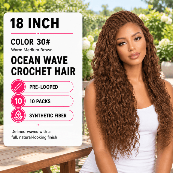 Pre Looped Wave Crochet Hair 18 Inch 10 Packs 30