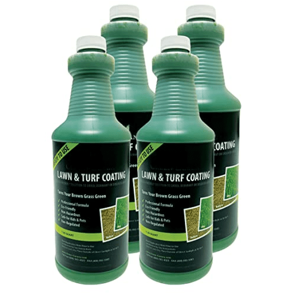 Pre-Mixed Grass Colorant - 4 Liter Bottles (More Than 1 Gallon), High Purity, Environmentally Safe, Natural Looking Turf, Green Grass Paint, Ready to Apply Grass Colorant, Made in USA$$Garden & Patio