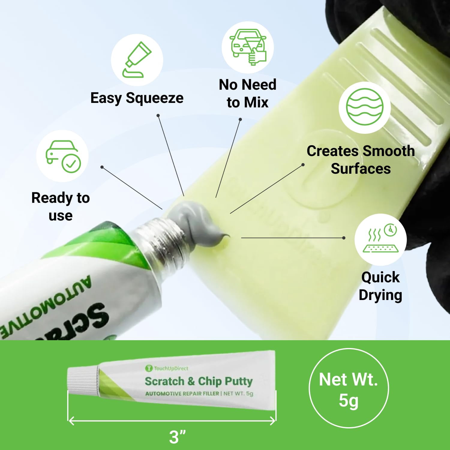 Pre-Mixed Scratch & Chip Filler 5g Auto Body Repair Kit with Spreader ...