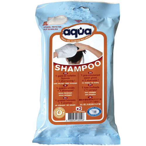 PreMoistened no rinse Aqua Shampoo Gloves, 2 count