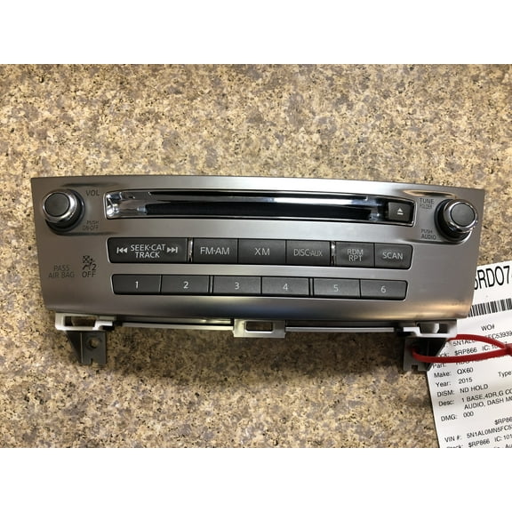 Pre-Owned 14-16 Infiniti QX60 AM FM Audio Radio Control Panel Dash Mounted OEM LKQ (Good)