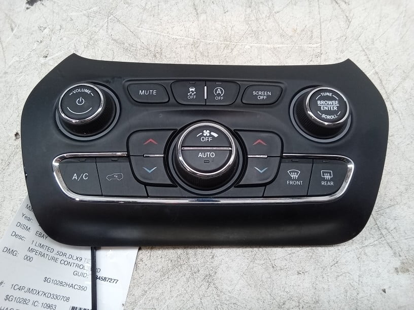 Pre-Owned 19 Jeep Cherokee Temperature Control W/ Dual Zone Audio Radio Controls OEM - Verify Specific Vehicle Fitment In Description - (Good)