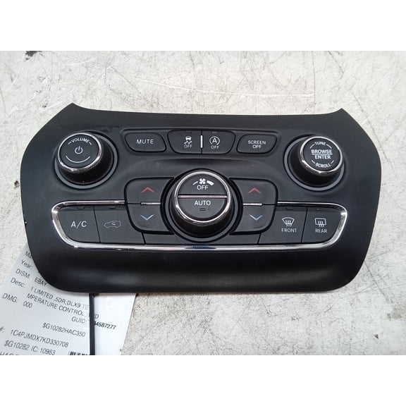 Pre-Owned 19 Jeep Cherokee Temperature Control W/ Dual Zone Audio Radio Controls OEM - Verify Specific Vehicle Fitment In Description - (Good)