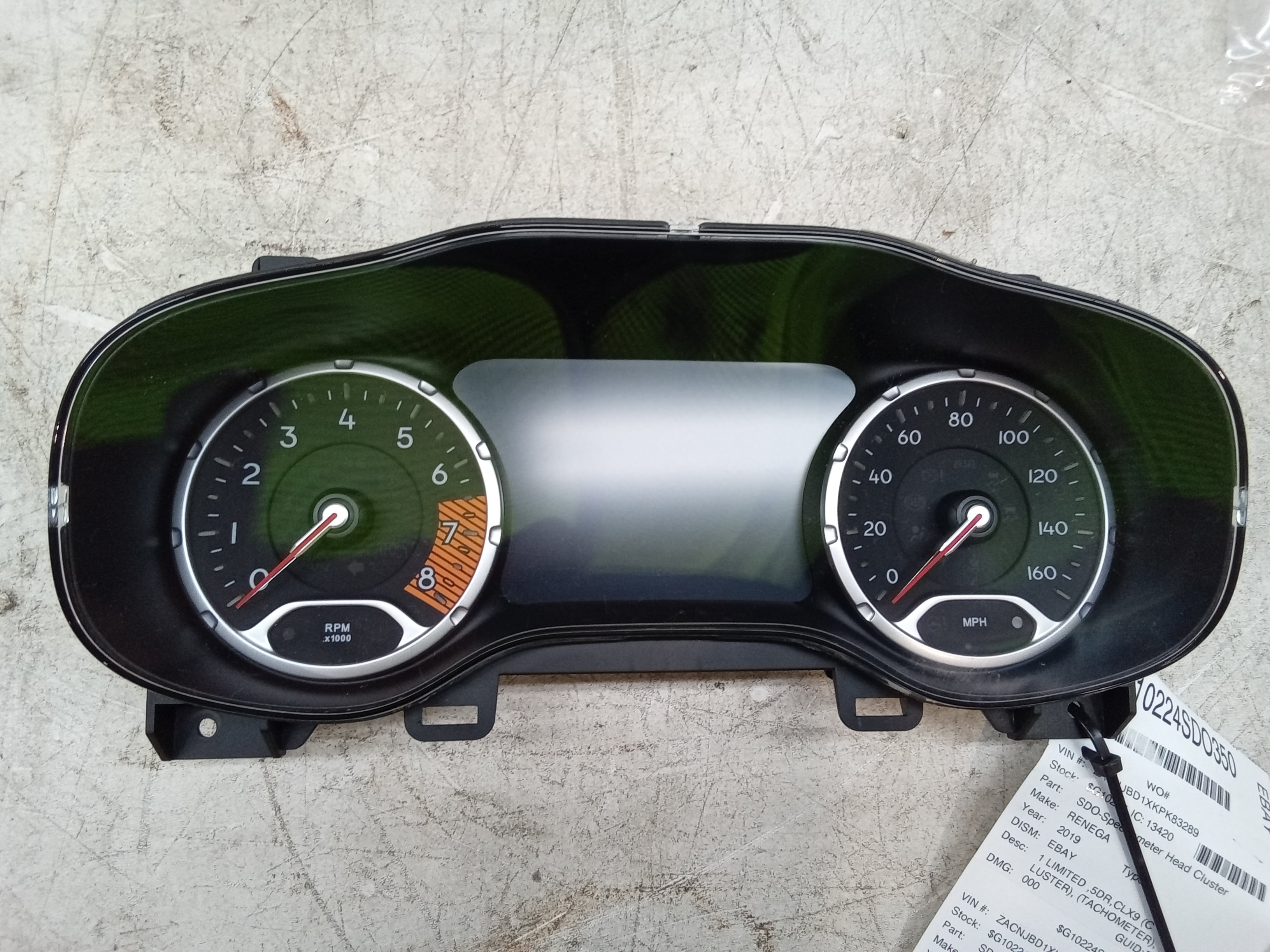 Pre-Owned 19 Jeep Renegade Speedometer Head Cluster 24K OEM - Verify Specific Vehicle Fitment In Description - (Good)