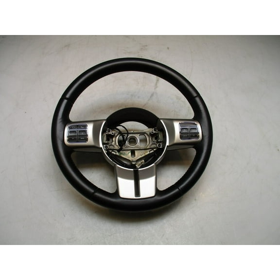 Pre-Owned 2013 Jeep Grand Cherokee Black Leather Steering Wheel OEM - Verify Specific Vehicle Fitment In Description - (Good)