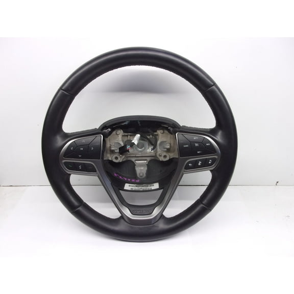 Pre-Owned 2021 Jeep Cherokee Black Leather Steering Wheel OEM - Verify Specific Vehicle Fitment In Description - (Good)