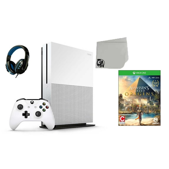 Pre-Owned 234-00051 Xbox One S White 1TB Gaming Console with Assassin's Creed- Origins BOLT AXTION Bundle