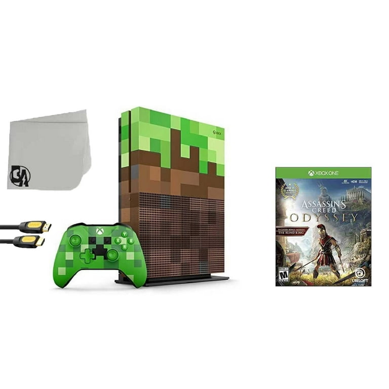 Pre Owned 23C 00001 Xbox One S Minecraft Limited Edition 1TB Gaming Console with Assassin s Creed Odyssey BOLT AXTION Refurbished Like New Walmart