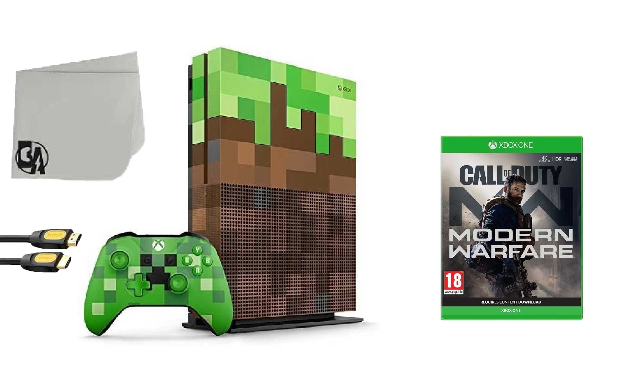 Pre Owned 23C 00001 Xbox One S Minecraft Limited Edition 1TB Gaming Console with Call of Duty Modern Warfare BOLT AXTION Bundle Walmart