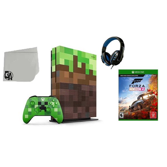 Pre-Owned 23C-00001 Xbox One S Minecraft Limited Edition 1TB Gaming Console with Forza Horizon 4 BOLT AXTION Bundle