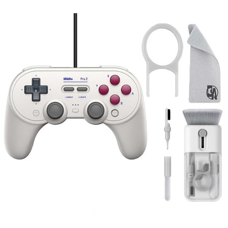 Restored 8BitDo - Pro 2 Wired Gamepad - Classic With Cleaning Electric kit Bolt Axtion Bundle (Refurbished)