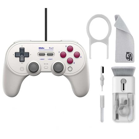 Pre-Owned 8BitDo - Pro 2 Wired Gamepad - Classic With Cleaning Electric kit Bolt Axtion Bundle