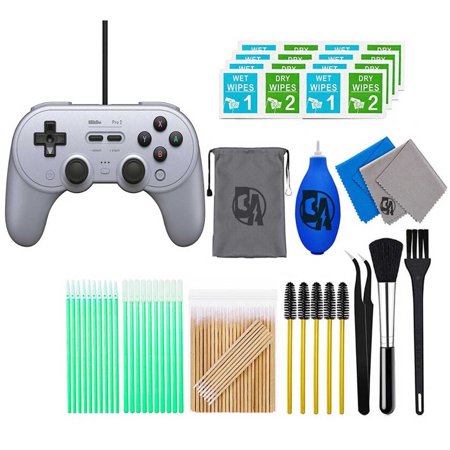 Pre-Owned 8BitDo - Pro 2 Wired Gamepad - Gray With Cleaning Manual Kit Bolt Axtion Bundle