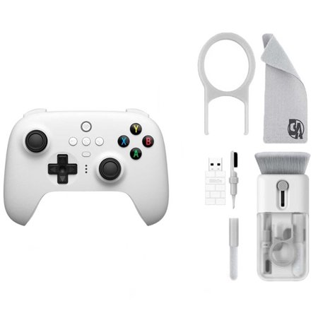Restored 8BitDo - Ultimate 2.4G Controller for Windows PCs with Dock - White With Cleaning Electric kit Bolt Axtion Bundle (Refurbished)