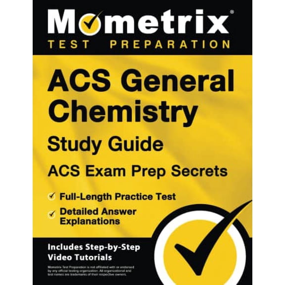 Pre-Owned Acs General Chemistry Study Guide - Acs Exam Prep Secrets, Full-Length Practice Test, Detailed Answer Explanations: [Includes Step-By-Step Video Tutor (Paperback) 151672237X 9781516722372