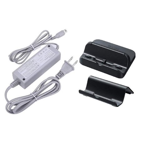 Pre-Owned AWchip Power AC Charger Adapter for Nintendo Wii U GamePad With Black Cradle & Stand Set Gamepad Charger (Refurbished: Good)