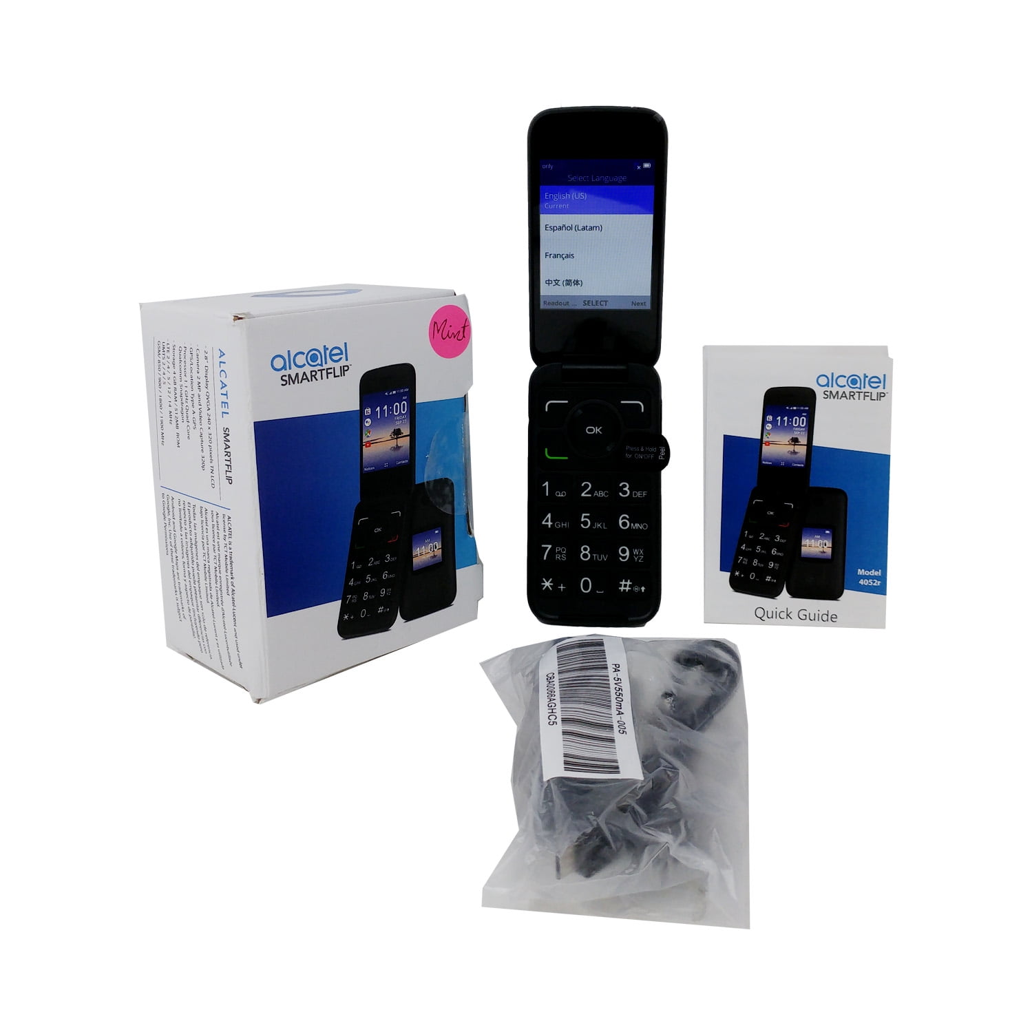 PreOwned Alcatel SmartFlip 4052R 4GB AT&T Smartphone Volcano Black