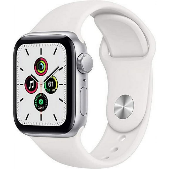 Restored Apple Watch (GPS) - Series SE - 44MM Silver Aluminum Case White Sport Band (Refurbished)