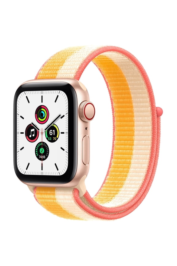 Pre-Owned Apple Watch SE 1st Gen 40mm GPS + Cellular Gold Aluminum Case with Maize/White Sport Loop