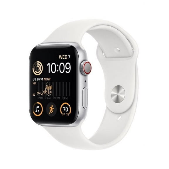 Pre-Owned Apple Watch SE (2nd Gen)- Cellular - 44mm - Silver Aluminum Case with White Sport Band