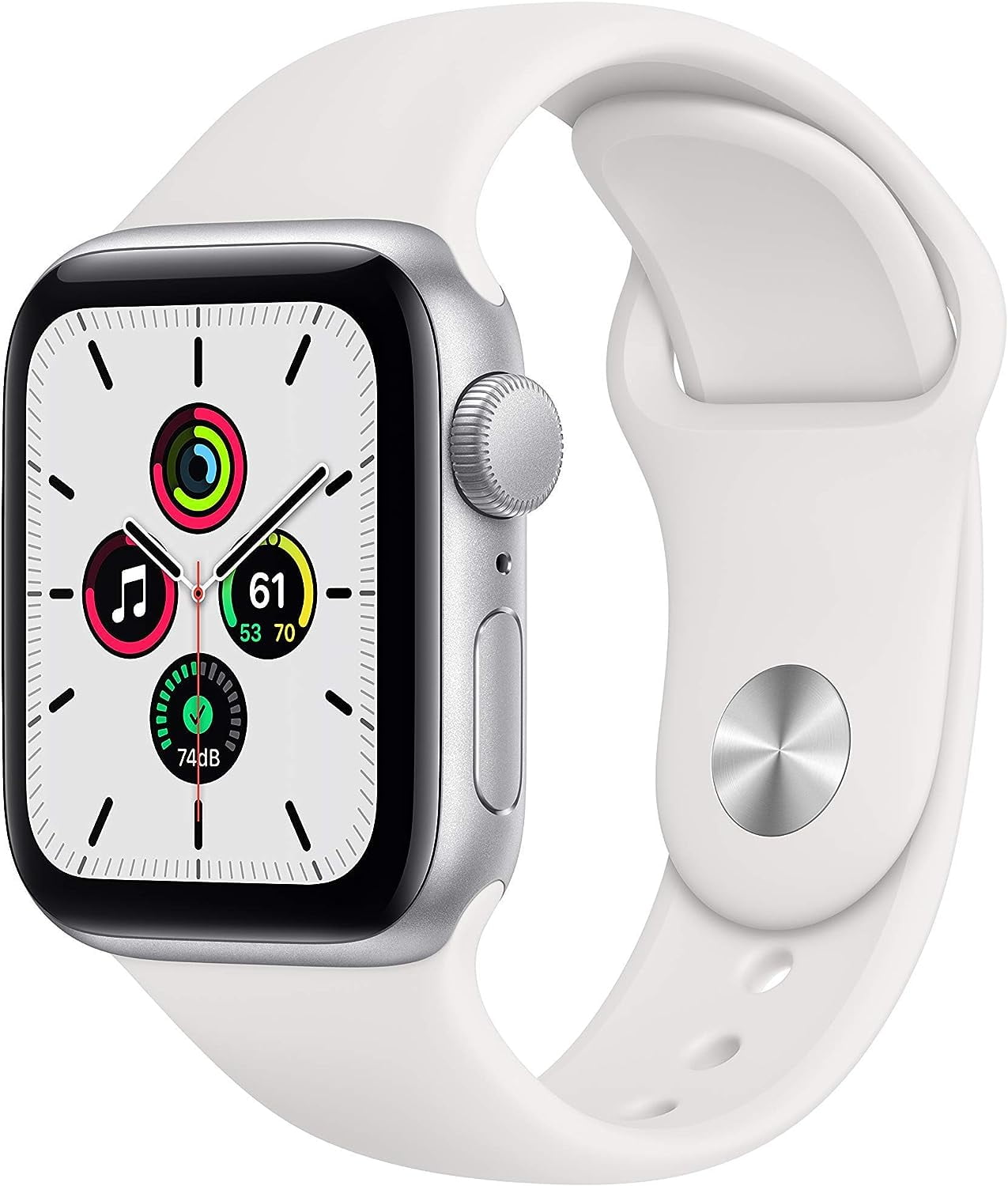 Apple Watch SE 44mm GPS - Silver Aluminum Case - White Sport Band (2020)