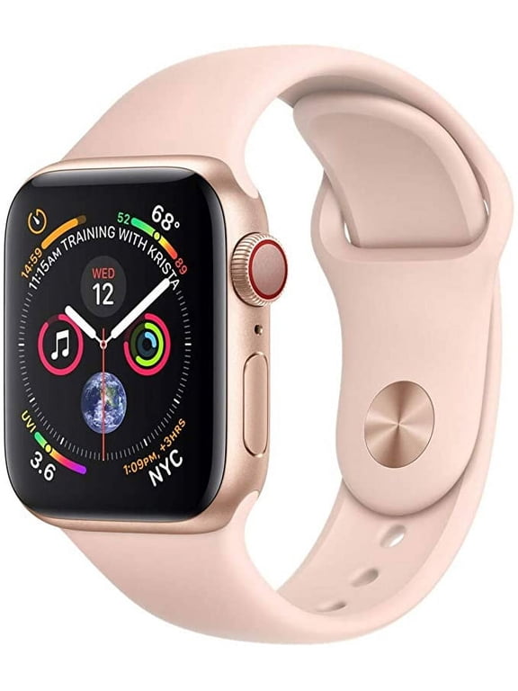 Pre-Owned Apple, Watch Series 4, 40MM, Case GPS + Cellular Smart Watch, with 10 Hours Battery Life, Biggest Display, Rose Gold Aluminum