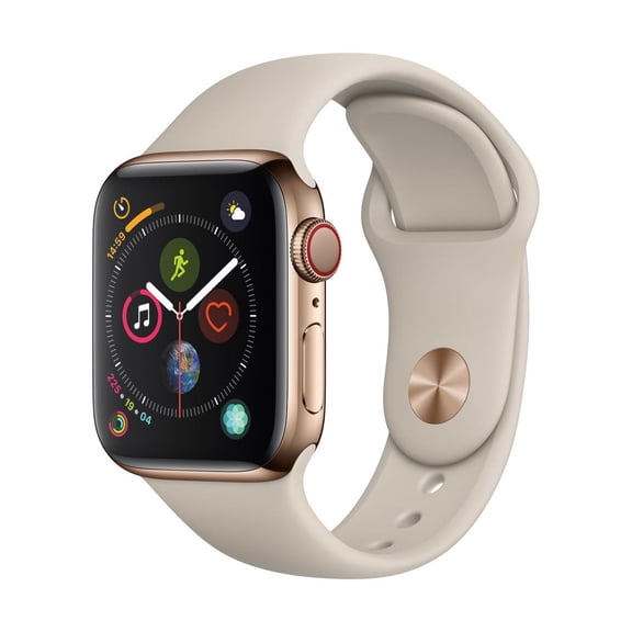 Restored Apple, Watch Series 4, Smart Watches, 40mm GPS + Cellular Smart Watch, Stainless Steel, 18 Hour Battery Life, Gold, 1, 1