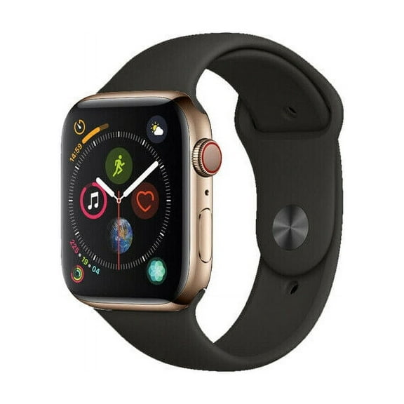 Pre-Owned Apple Watch Series 4 GPS + Cellular 44 mm Gold Stainless Steel Black Sport Band